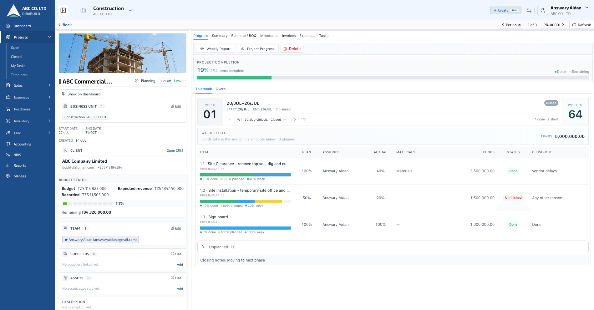 Dirabuild Construction Management Platform